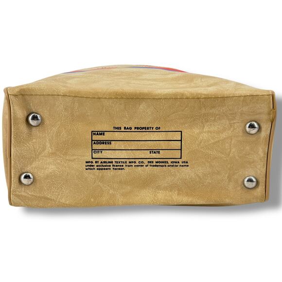 Vintage United Airlines Vinyl Carryon Stewardess Bag Tote Flight Beige Tan NOS - Picture 4 of 10